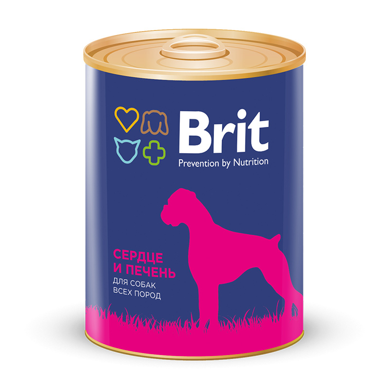 Brit Premium Консервы с сердцем и печенью для взрослых собак всех пород, 850 г.