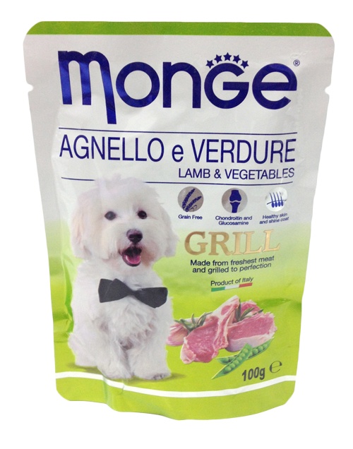 Monge Dog Grill Pouch паучи для собак ягненок с овощами 