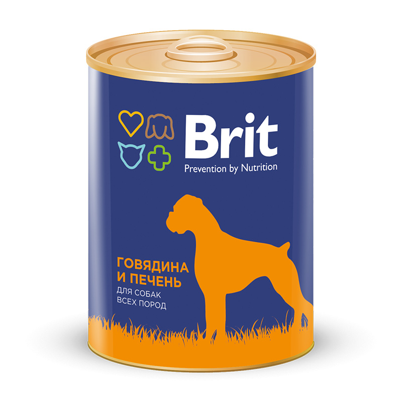 Brit Premium Консервы с говядиной и печенью для взрослых собак всех пород, 850 г.