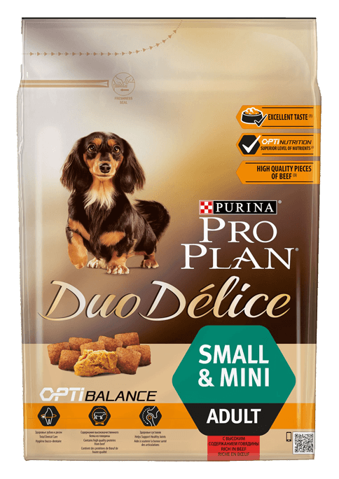 Pro Plan DUO DELICE SMALL для мелких собак, говядина и рис