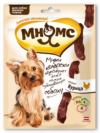 Мнямс для собак мини-колбаски с курицей для мелких пород 75 г