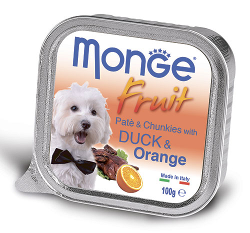 Monge Dog Fruit консервы для собак утка с апельсином 