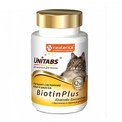 Unitabs BiotinPlus с Q10 для кошек, 120таб
